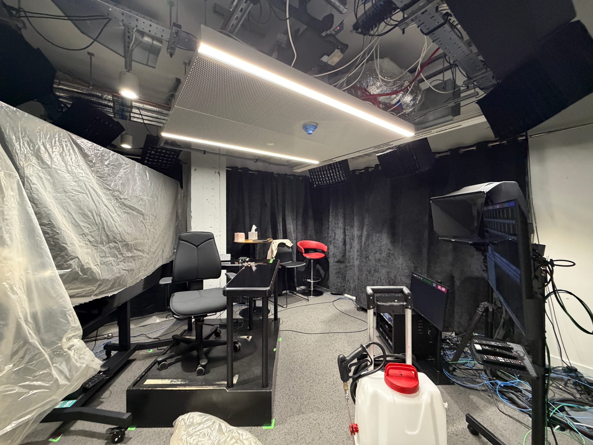 CNN television studio in London prepared for on-site fire-retardant treatment
