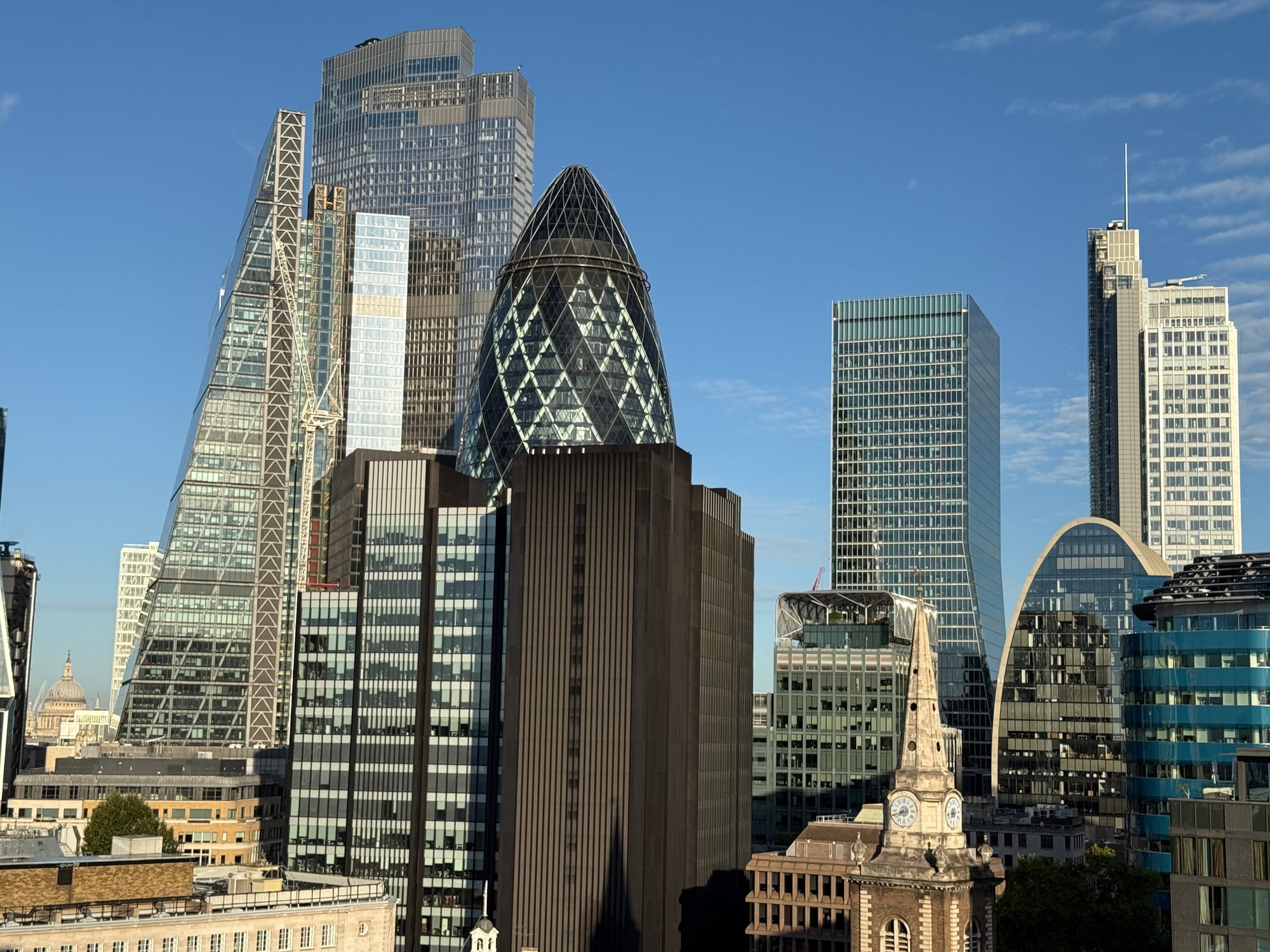 City of London skyline photographed from a Fire Proofing Ltd project site