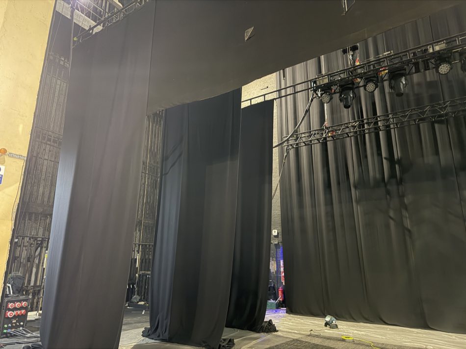 Large black stage drapes at Brixton Academy
