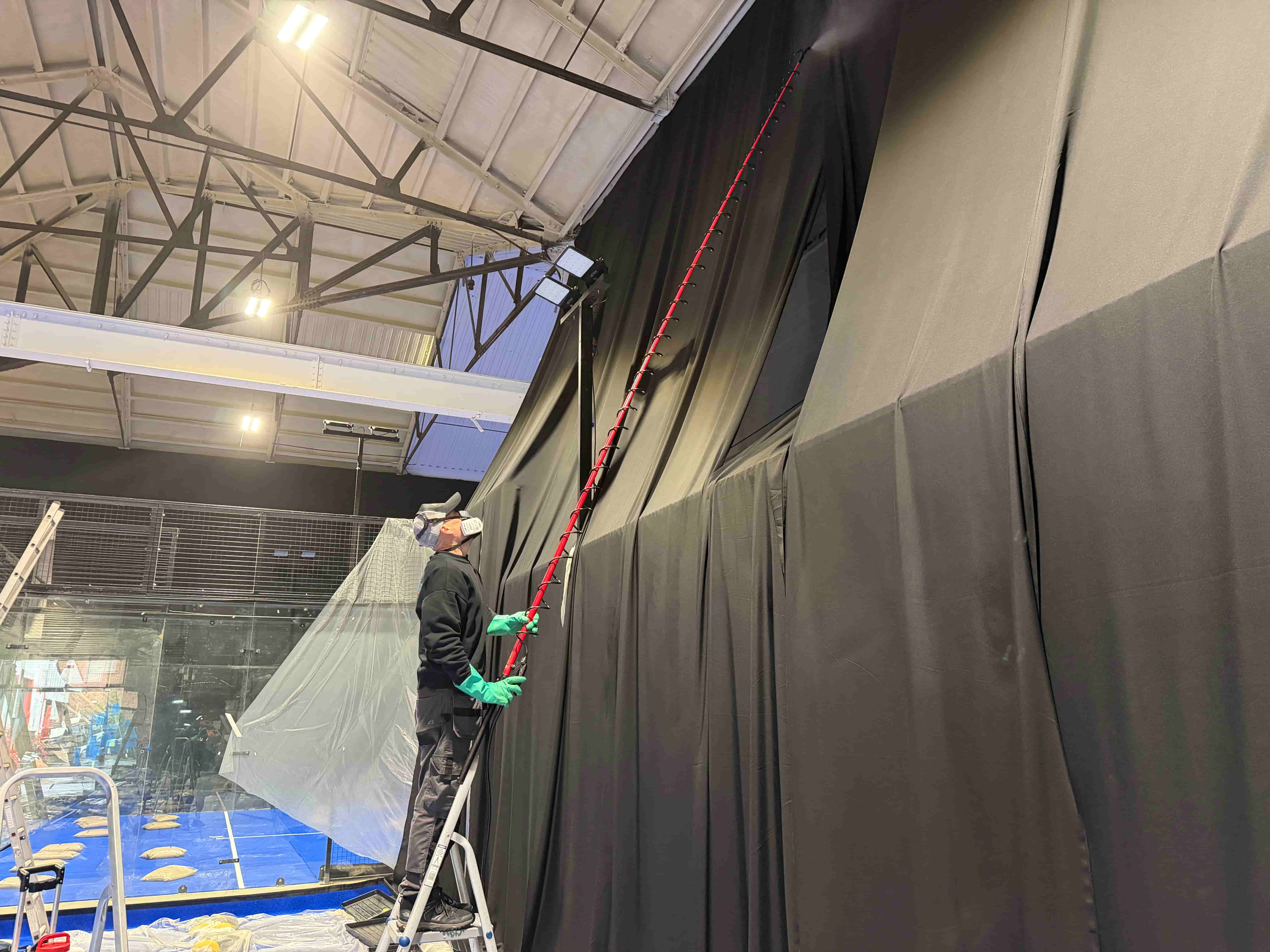 Professional fire retardant treatment for theatre curtains