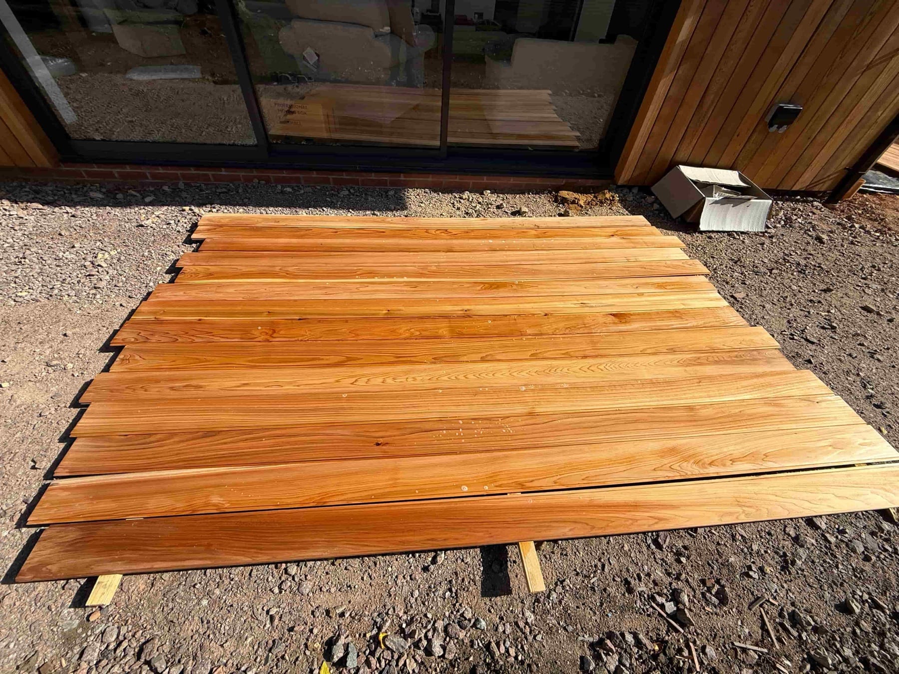 Raw timber boards prepared for fire-retardant impregnation treatment